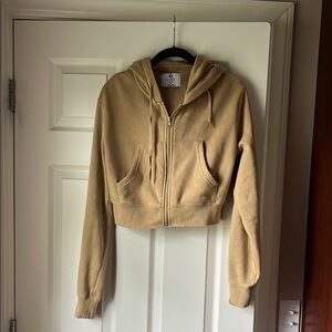 Zine Tan Cropped Hoodie